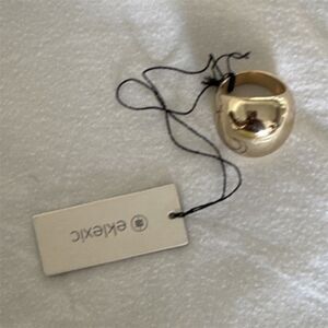 eklexic Gold Dome Statement Round Ring Fashion Jewelry No Stone Modern Style